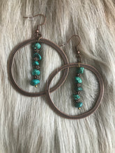 Load image into Gallery viewer, Nikki hoop earrings with blue turquoise
