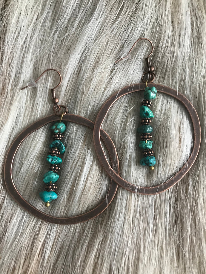 Nikki hoop earrings with blue turquoise