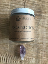 Load image into Gallery viewer, Protection soy candle with amethyst crystal
