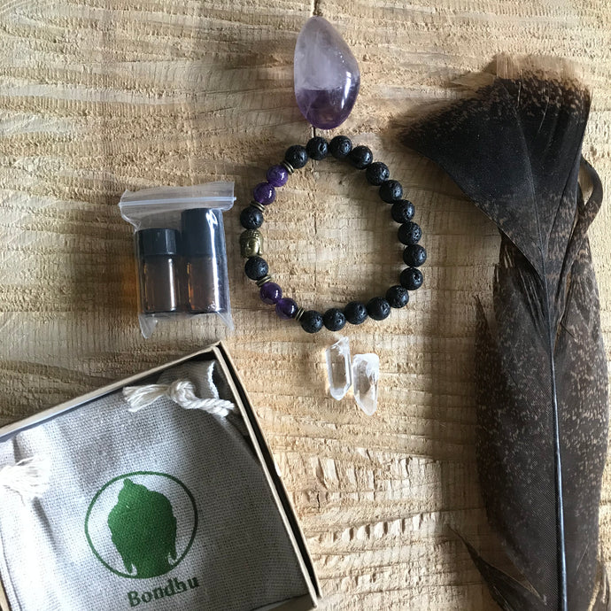 Amethyst aromatherapy mala bracelet box set